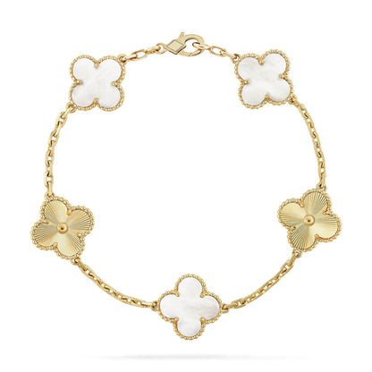[Favorite]LUCKY CLOVER 5-MOTIF BRACELET - WHITE MOTHER-OF-PEARL COLLECTION