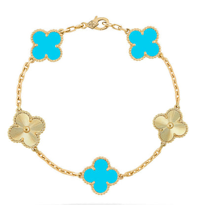 [Favorite]LUCKY CLOVER 5-MOTIF BRACELET - TURQUOISE COLLECTION