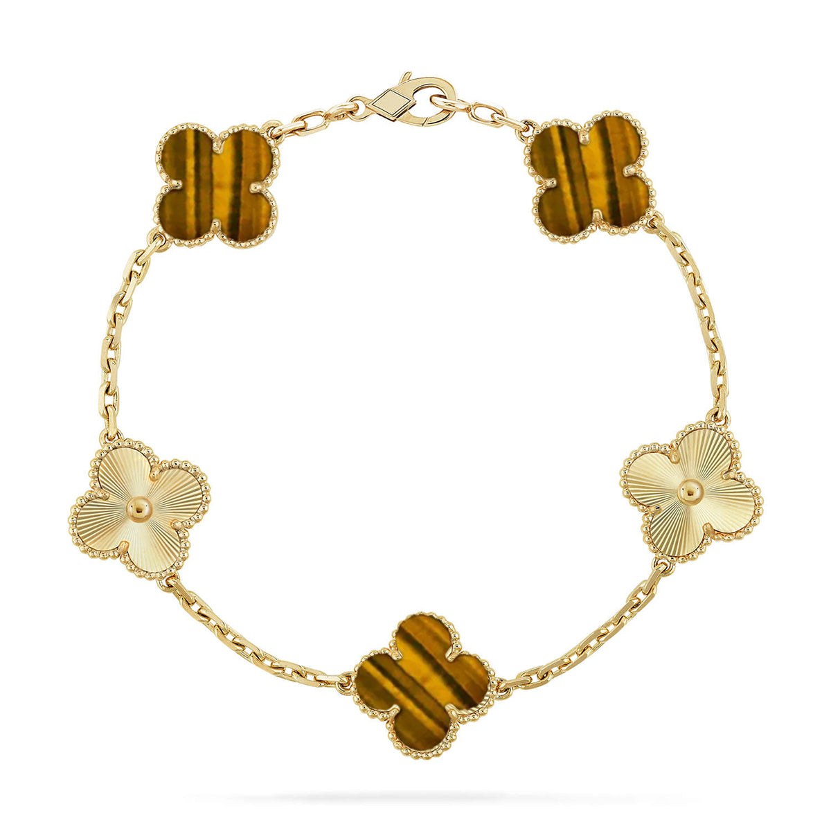 [Favorite]LUCKY CLOVER 5-MOTIF BRACELET -  TIGER’S EYE COLLECTION