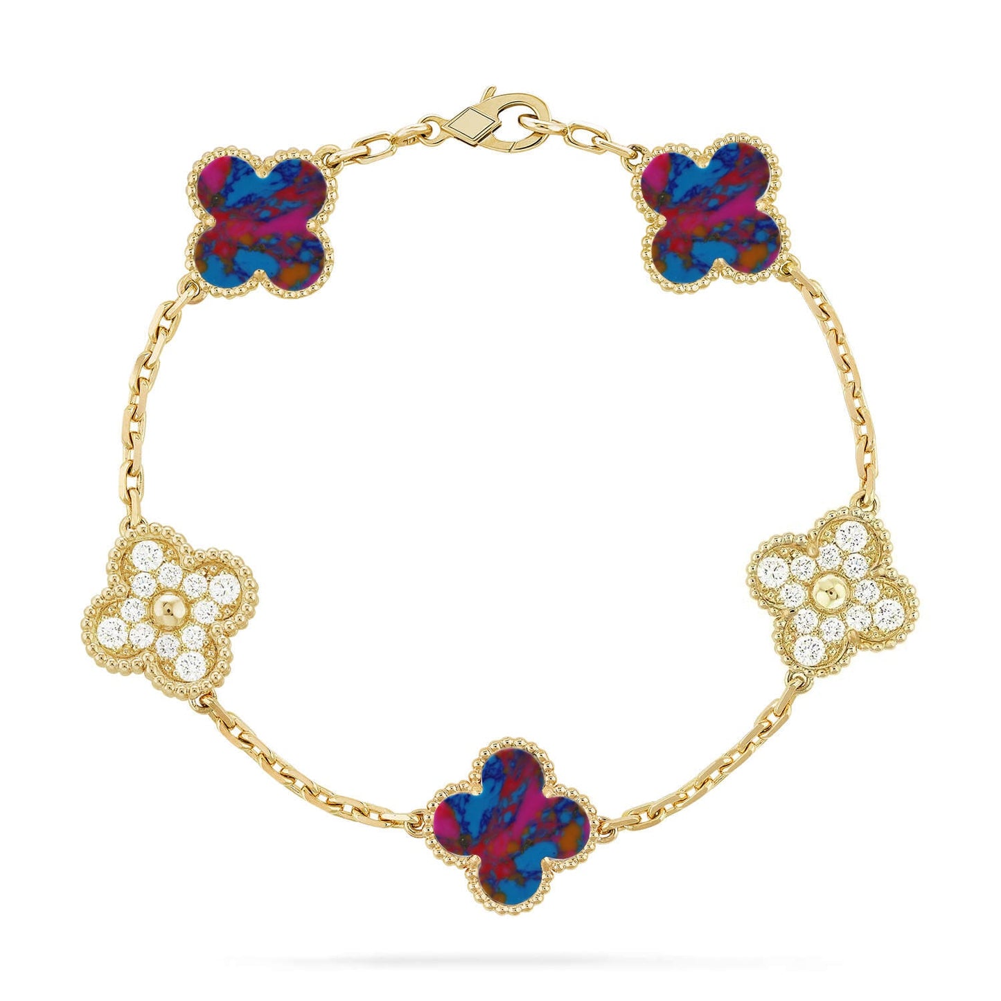 [Favorite]LUCKY CLOVER 5-MOTIF BRACELET - MULTI-GEM COLLECTION