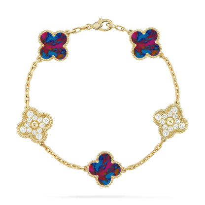 [Favorite]LUCKY CLOVER 5-MOTIF BRACELET - MULTI-GEM COLLECTION