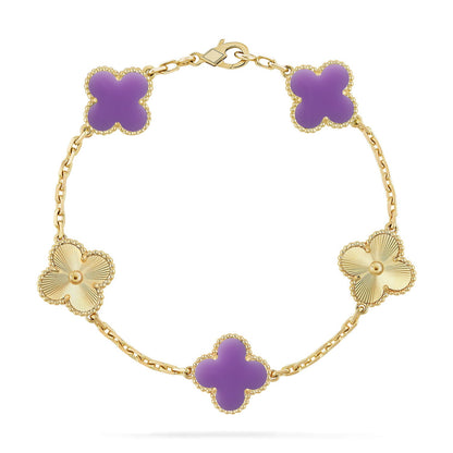 [Favorite]LUCKY CLOVER 5-MOTIF BRACELET - LAVENDER COLLECTION