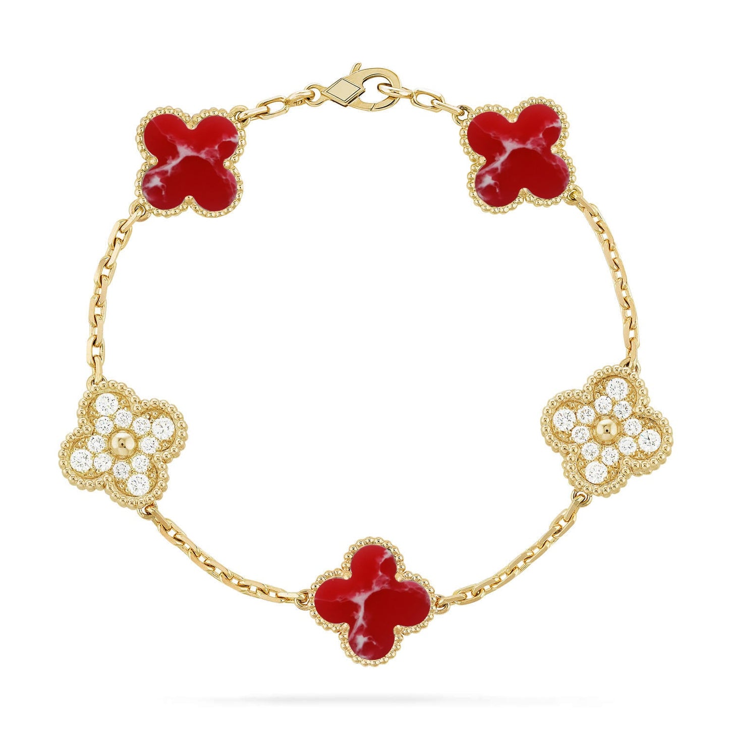 [Favorite]LUCKY CLOVER 5-MOTIF BRACELET - RED LARIMAR COLLECTION
