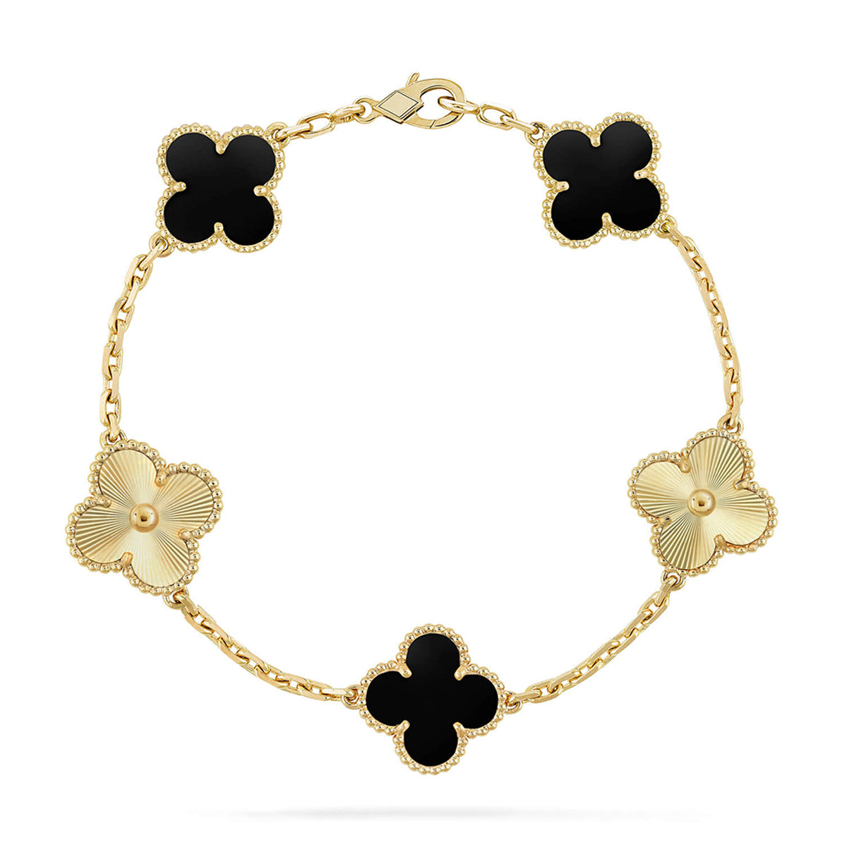 [Favorite]LUCKY CLOVER 5-MOTIF BRACELET - BLACK OXNY COLLECTION