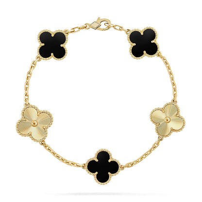 [Favorite]LUCKY CLOVER 5-MOTIF BRACELET - BLACK OXNY COLLECTION