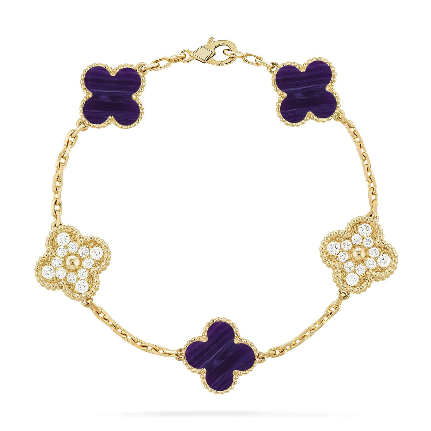 [Favorite]LUCKY CLOVER 5-MOTIF BRACELET - CHAROITE COLLECTION