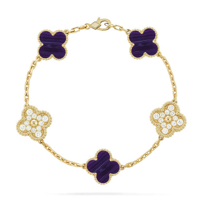 [Favorite]LUCKY CLOVER 5-MOTIF BRACELET - CHAROITE COLLECTION