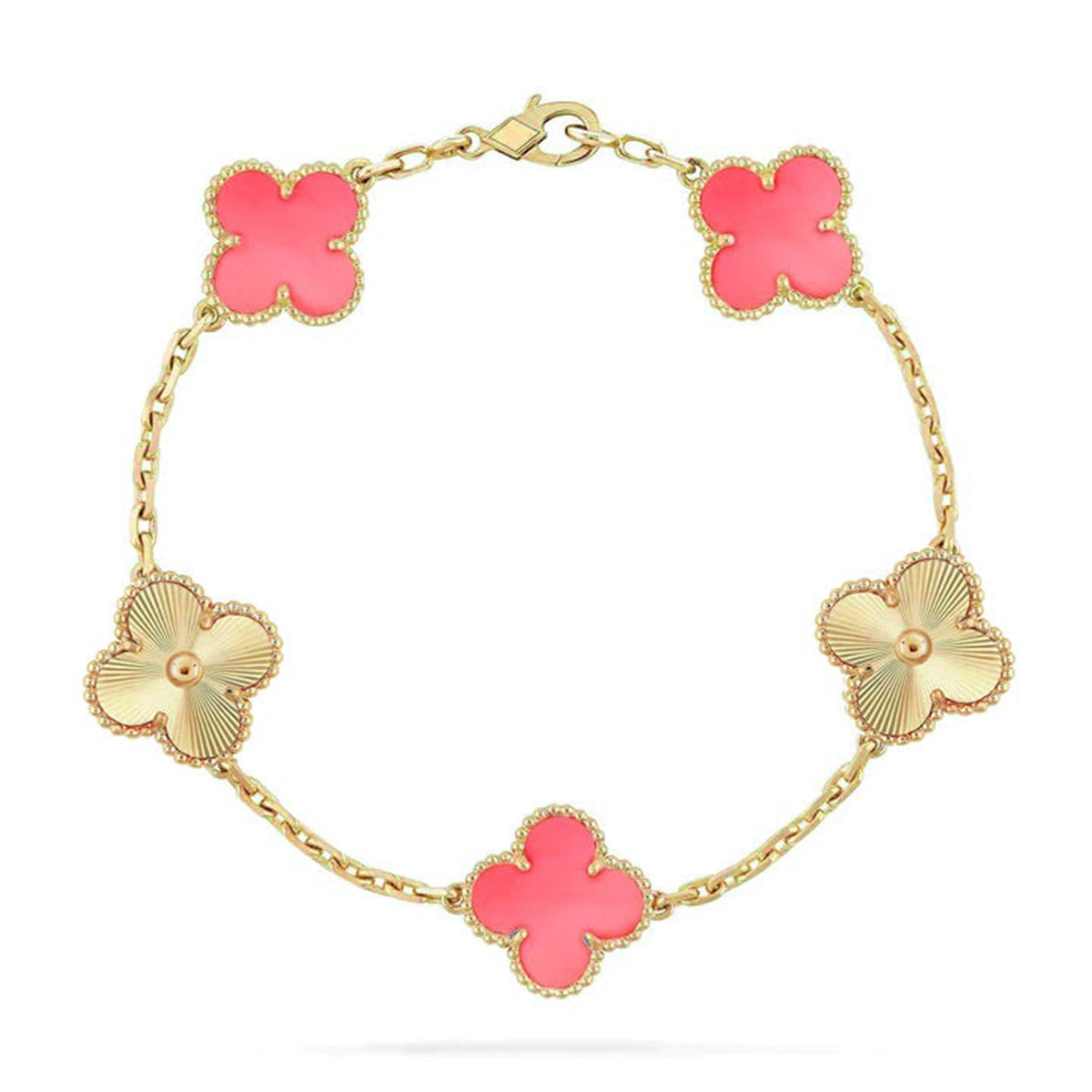 [Favorite]LUCKY CLOVER 5-MOTIF BRACELET - PINK MOTHER-OF-PEARL COLLECTION