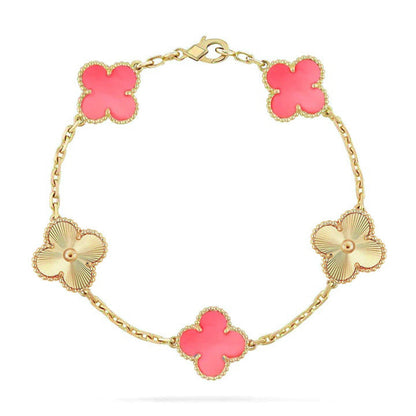 [Favorite]LUCKY CLOVER 5-MOTIF BRACELET - PINK MOTHER-OF-PEARL COLLECTION