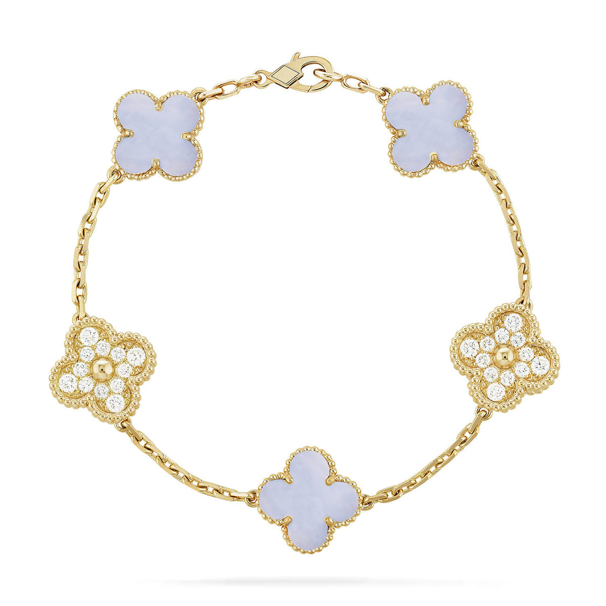 [Favorite]LUCKY CLOVER 5-MOTIF BRACELET - PURPLE CHALCEDONY COLLECTION