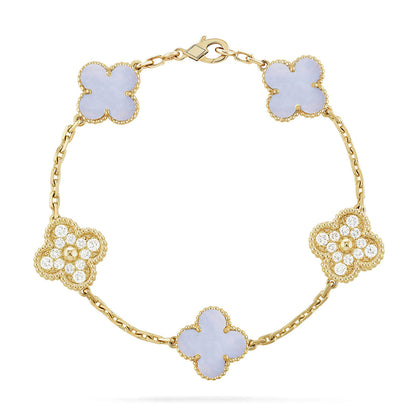 [Favorite]LUCKY CLOVER 5-MOTIF BRACELET - PURPLE CHALCEDONY COLLECTION