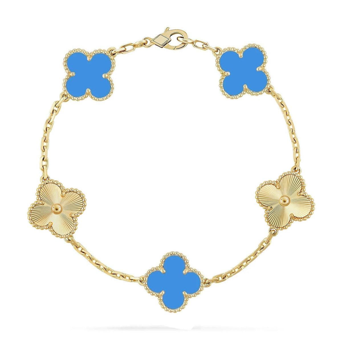 [Favorite]LUCKY CLOVER 5-MOTIF BRACELET - BLUE AGATE COLLECTION