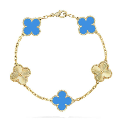[Favorite]LUCKY CLOVER 5-MOTIF BRACELET - BLUE AGATE COLLECTION