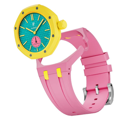 [Favorite]OAK POP EXCLUSIVE PINK AND YELLOW SILICONE STRAP