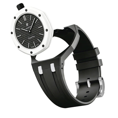 [Lieblingsstück]EICHENHOLZ POP EXKLUSIVES SCHWARZ-WEISSES SILIKONARMBAND