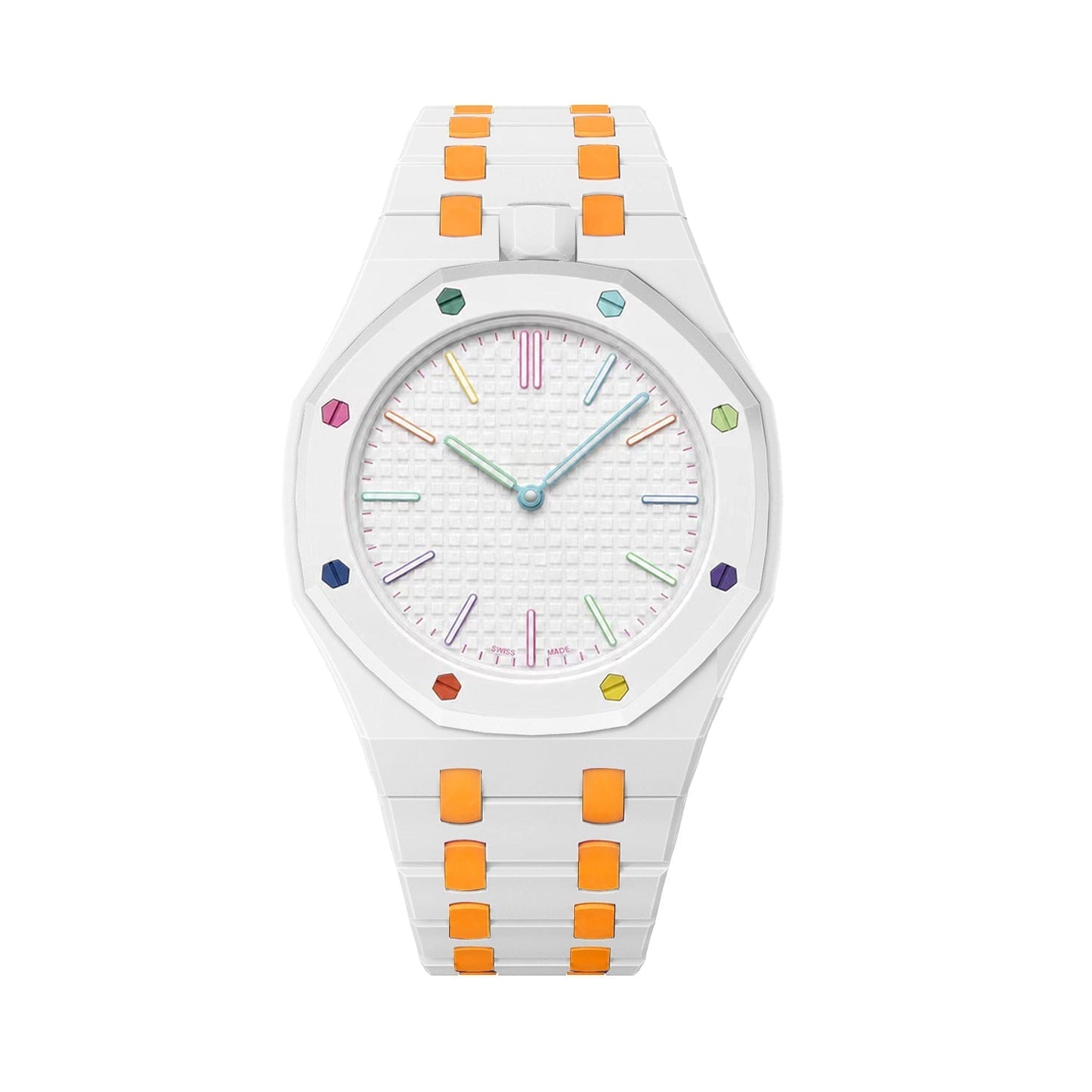 [Favorite]OAK POP EXCLUSIVE WHITE AND ORANGE BIOCERAMIC STRAP