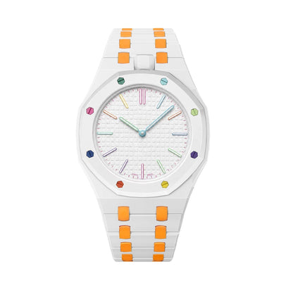 [Favorite]OAK POP EXCLUSIVE WHITE AND ORANGE BIOCERAMIC STRAP