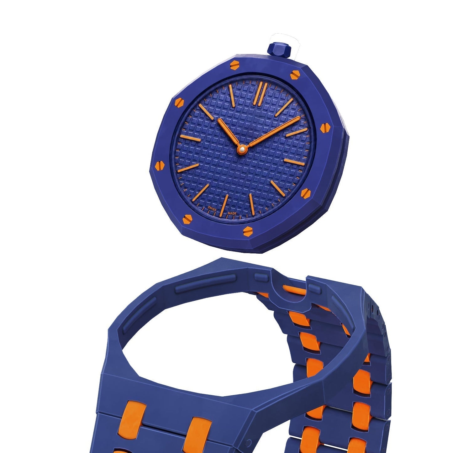 [Favorit]OAK POP EXKLUSIVES DUNKELBLAU-ORANGE BIOCERAMIC-ARMBAND