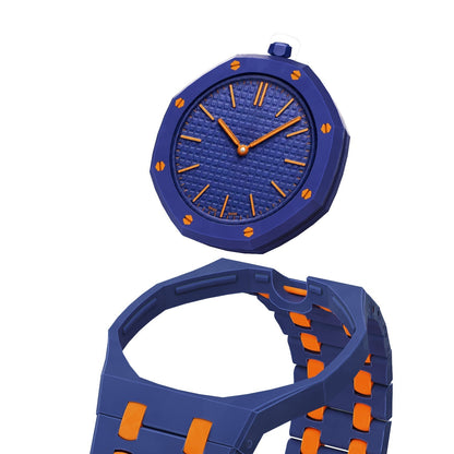 [Favorit]OAK POP EXKLUSIVES DUNKELBLAU-ORANGE BIOCERAMIC-ARMBAND