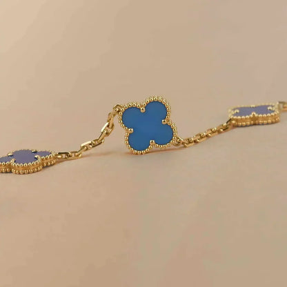 [Favorite]LUCKY CLOVER 5-MOTIF BRACELET - BLUE AGATE COLLECTION