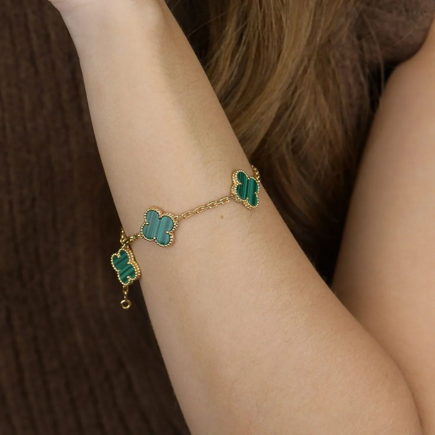 [Favorite]LUCKY CLOVER 5-MOTIF BRACELET - MALACHITE COLLECTION
