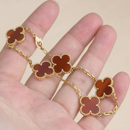 [Favorite]LUCKY CLOVER 5-MOTIF BRACELET - RED CARNELIAN COLLECTION