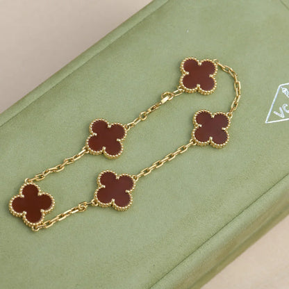 [Favorite]LUCKY CLOVER 5-MOTIF BRACELET - RED CARNELIAN COLLECTION