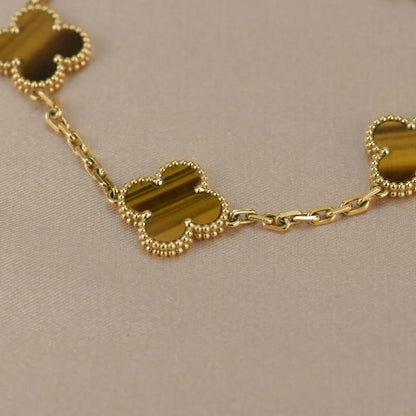 [Favorite]LUCKY CLOVER 5-MOTIF BRACELET -  TIGER’S EYE COLLECTION