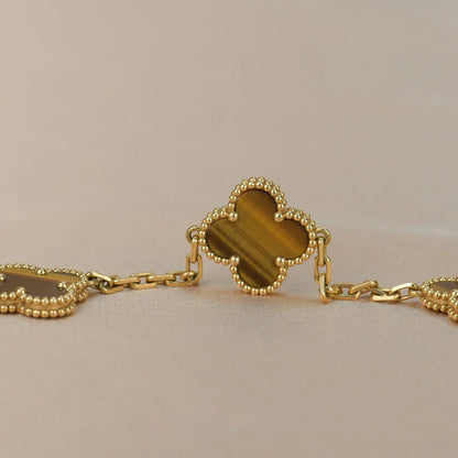 [Favorite]LUCKY CLOVER 5-MOTIF BRACELET -  TIGER’S EYE COLLECTION