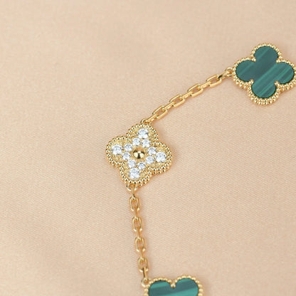 [Favorite]LUCKY CLOVER 5-MOTIF BRACELET - MALACHITE COLLECTION