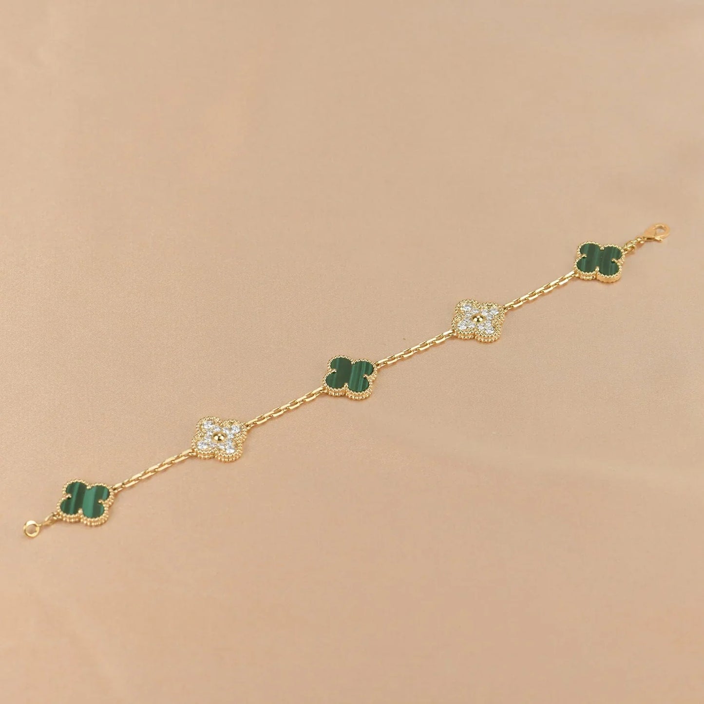 [Favorite]LUCKY CLOVER 5-MOTIF BRACELET - MALACHITE COLLECTION