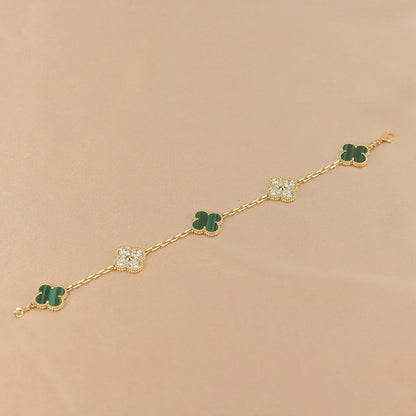 [Favorite]LUCKY CLOVER 5-MOTIF BRACELET - MALACHITE COLLECTION