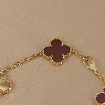 [Favorite]LUCKY CLOVER 5-MOTIF BRACELET - RED CARNELIAN COLLECTION