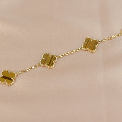 [Favorite]LUCKY CLOVER 5-MOTIF BRACELET -  TIGER’S EYE COLLECTION