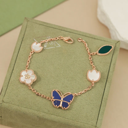 [Favorite]SPRING ENCHANTMENT BUTTERFLY & FLORAL CHARM BRACELET