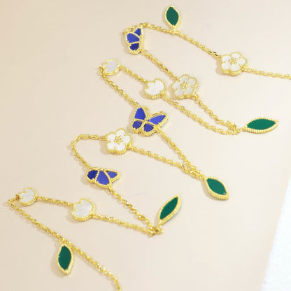 [Favorite]LUCKY SPRING BUTTERFLY & FLOWER STATEMENT NECKLACE - 15-MOTIF FLORAL DESIGN