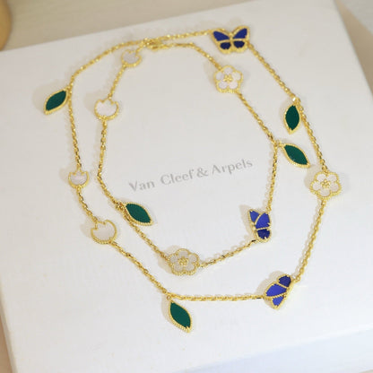 [Favorite]LUCKY SPRING BUTTERFLY & FLOWER STATEMENT NECKLACE - 15-MOTIF FLORAL DESIGN