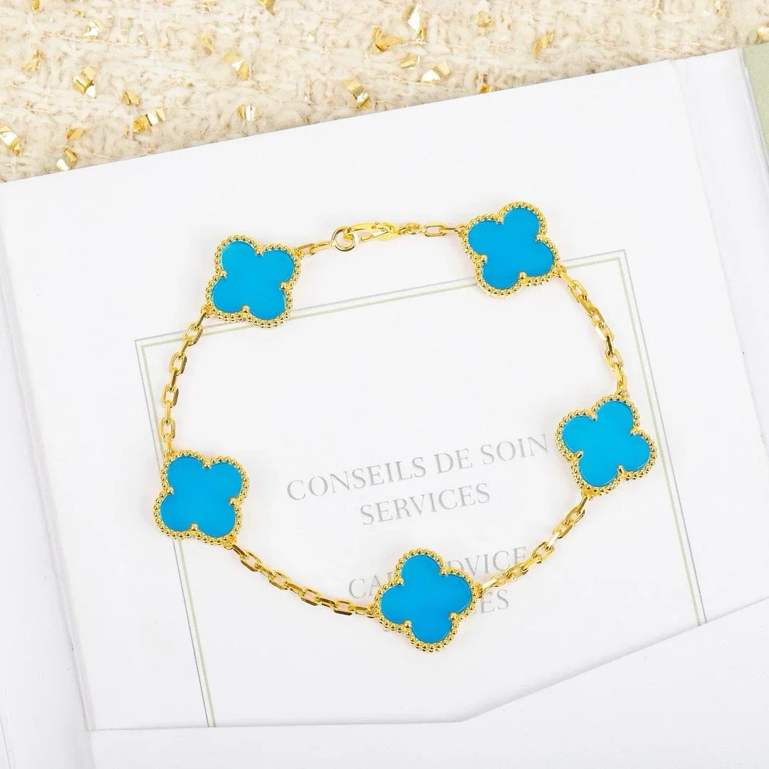 [Favorite]LUCKY CLOVER 5-MOTIF BRACELET - TURQUOISE COLLECTION
