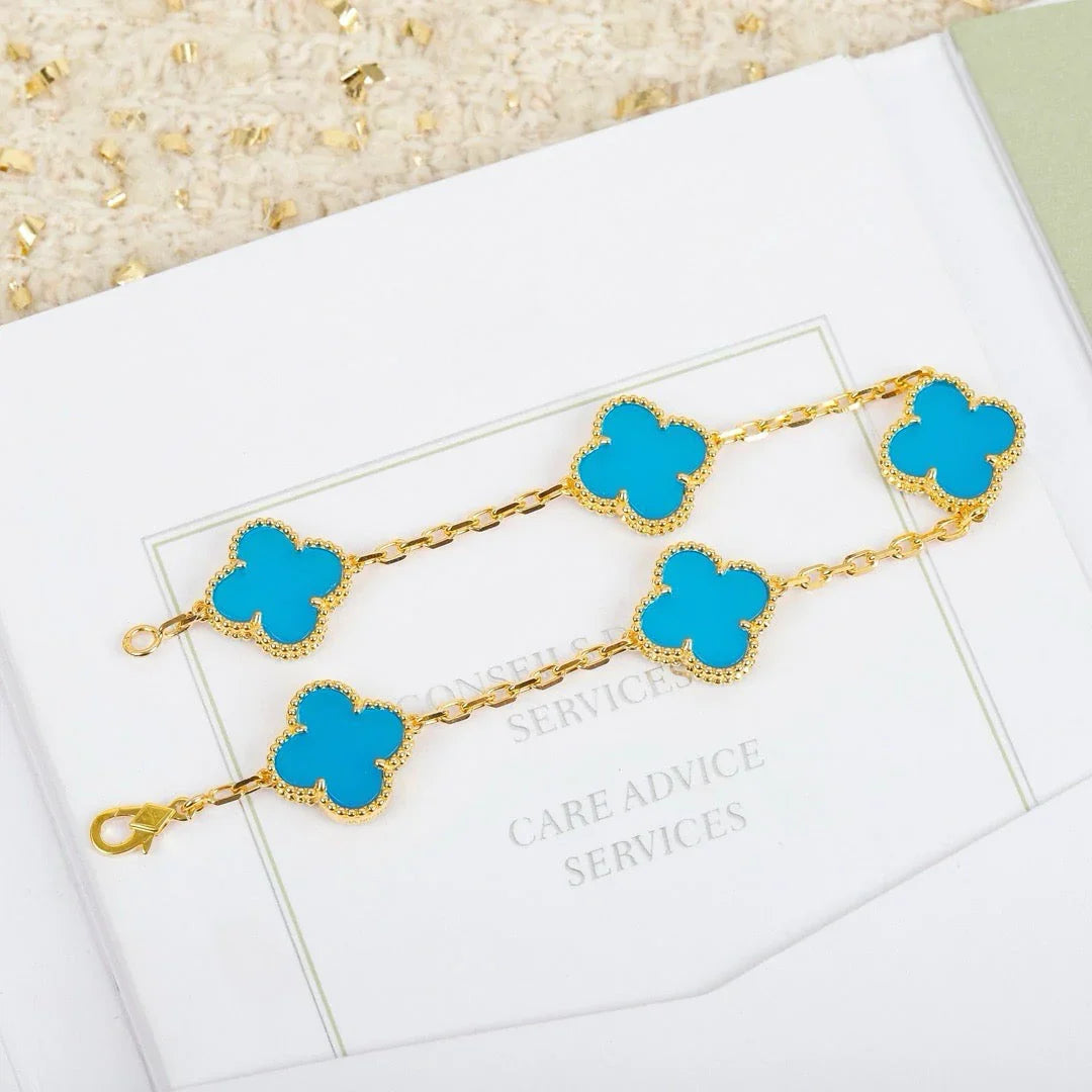 [Favorite]LUCKY CLOVER 5-MOTIF BRACELET - TURQUOISE COLLECTION