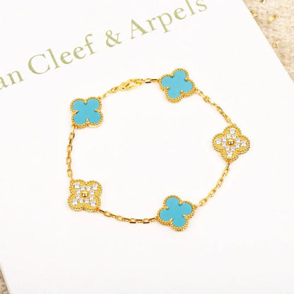 [Favorite]LUCKY CLOVER 5-MOTIF BRACELET - TURQUOISE COLLECTION