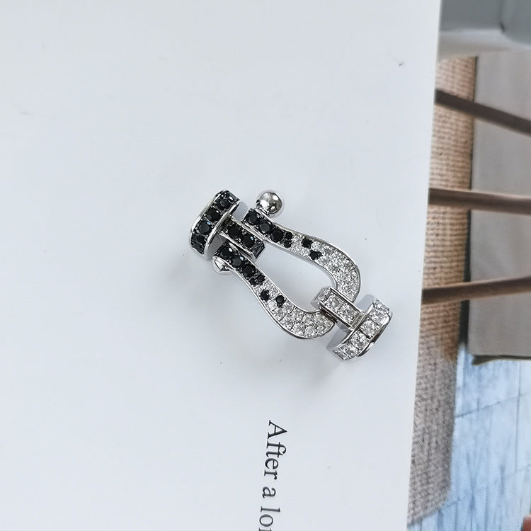 [Favorite]FORCE LARGE HORSESHOE BLACK & WHITE DIAMOND BRACELET - ROSE GOLD