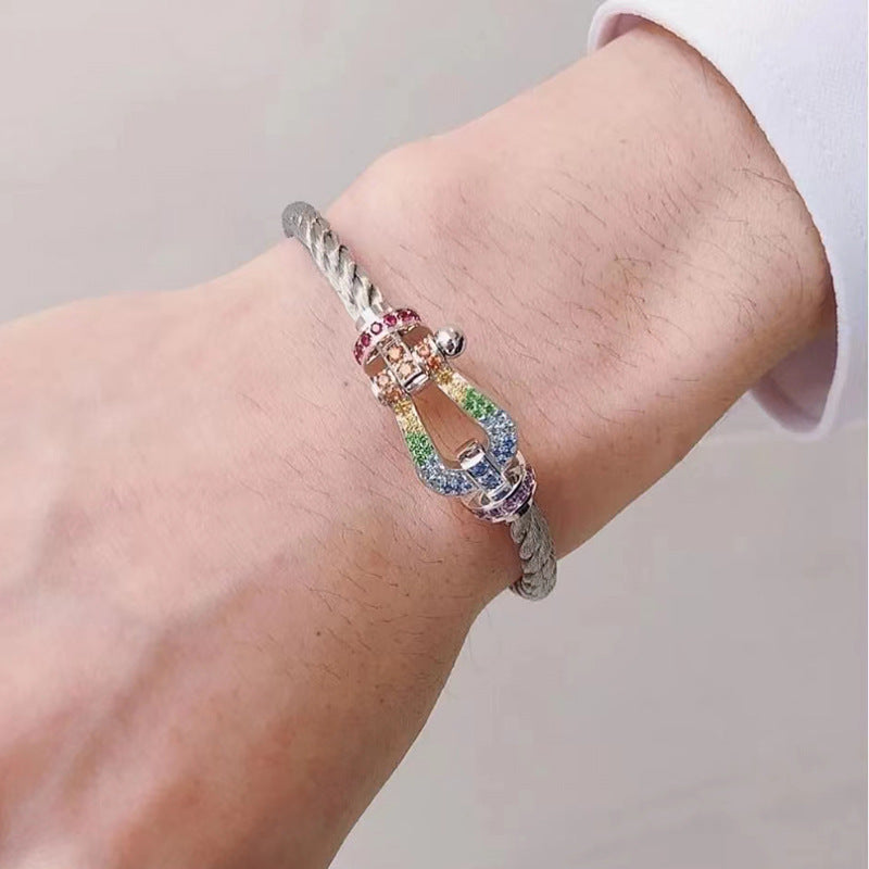 [Favorite]FORCE LARGE HORSESHOE COLORED DIAMOND BRACELET - ROSE GOLD