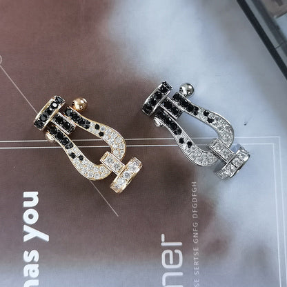 [Favorite]FORCE LARGE HORSESHOE BLACK & WHITE DIAMOND BRACELET - ROSE GOLD