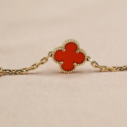 [Favorite]LUCKY CLOVER 5-MOTIF BRACELET - RED CARNELIAN COLLECTION