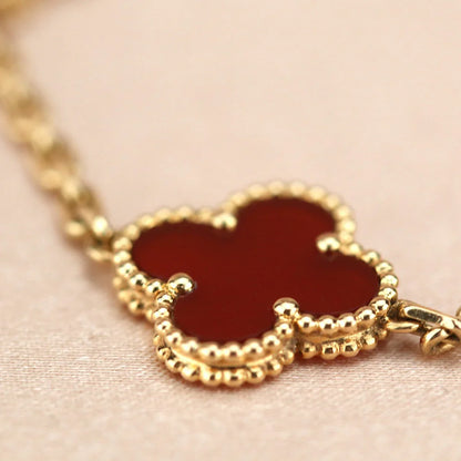 [Favorite]LUCKY CLOVER 5-MOTIF BRACELET - RED CARNELIAN COLLECTION