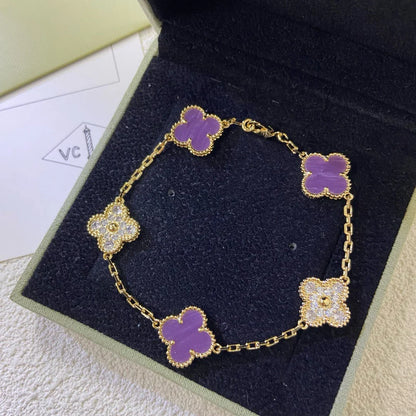 [Favorite]LUCKY CLOVER 5-MOTIF BRACELET - VIOLET COLLECTION
