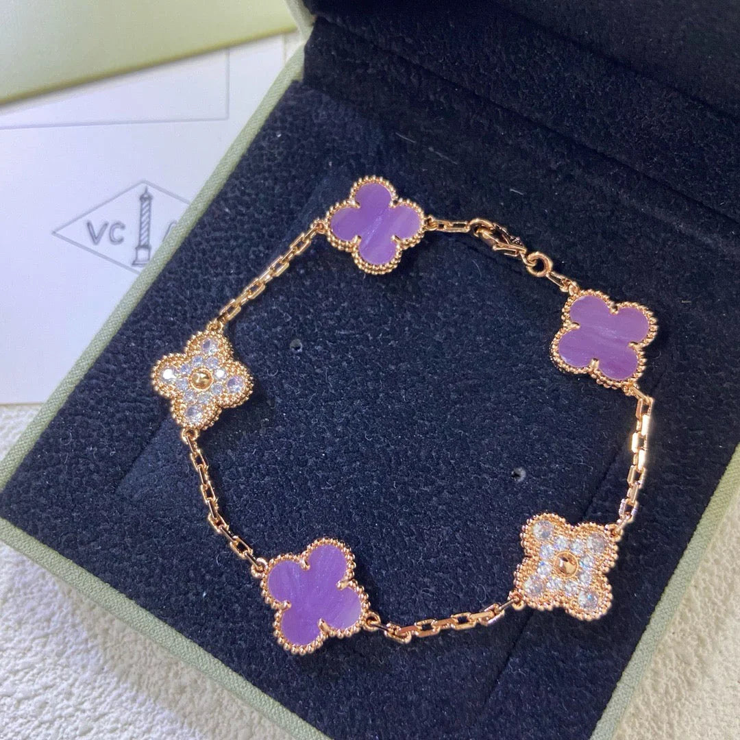[Favorite]LUCKY CLOVER 5-MOTIF BRACELET - VIOLET COLLECTION