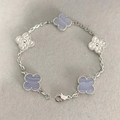 [Favorite]LUCKY CLOVER 5-MOTIF BRACELET - PURPLE CHALCEDONY COLLECTION