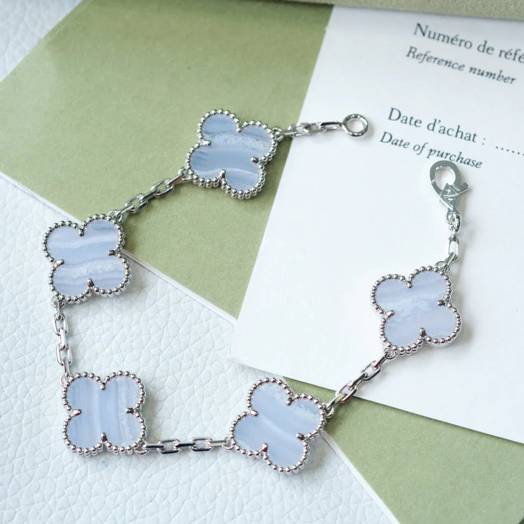 [Favorite]LUCKY CLOVER 5-MOTIF BRACELET - PURPLE CHALCEDONY COLLECTION