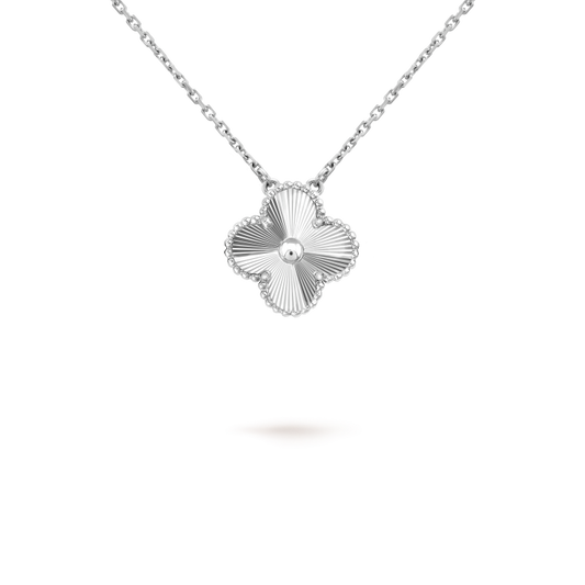 [Favorite]15MM CLOVER FLOWER PENDANT NECKLACE WHITE GOLD COLLECTION